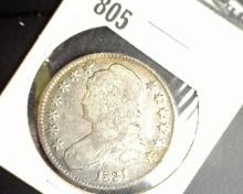 1831 Capped Bust Half Dollar, VF.