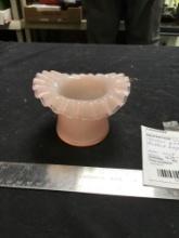 vintage Fenton, pink glass ruffled edge, toothpick holder