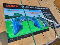 UNUSED DIGGIT 20' X 30' METAL GARAGE CARPORT SHED