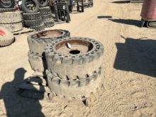 14-17.5 Solid Skid Steer Tires On 8 Lug Rims