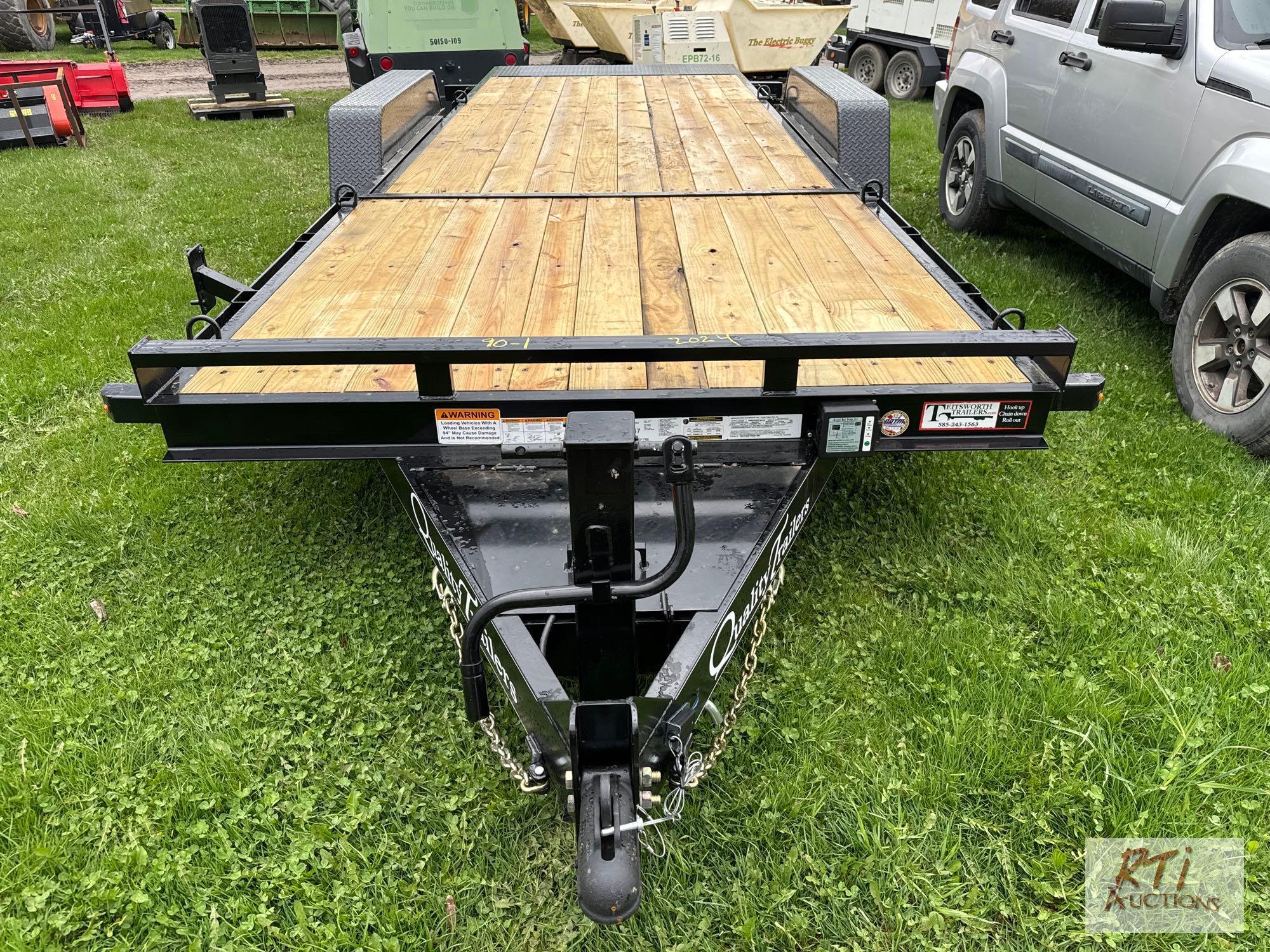 2024 Quality Trailers 20ft tandem axle tilt top trailer, 5ft stationary deck, 2 5/16 adjustable