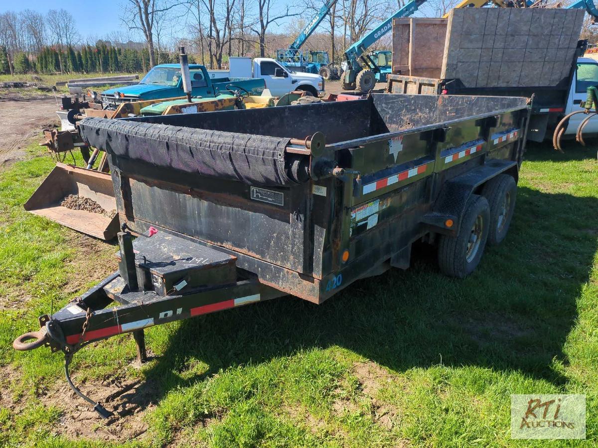 2017 PJ 14ft dump trailer, tarp, scissors lift, 3 way gate, 14,000lb GVW, VIN:4P5D71421H1267707