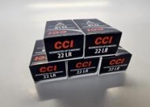 New CCI 50 Cartridge Boxes of 22LR Ammo (5)