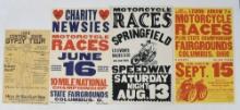 (4) Vintage Motorcycle Races Advertising Posters