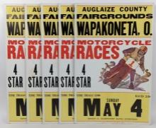 (5) Vtg Auglaize Co. Fair Motorcycle Race Posters