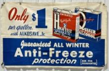 Vintage Quaker State Auto Anti-Freeze Cloth Banner