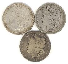 1878, 1878-S & 1879 Morgan Silver Dollars