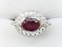 Platinum 3.08 Carat Burmese Ruby & Diamond Ring