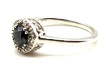 Sterling Silver Black & White Diamond Estate Ring