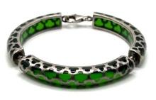 Sterling Silver and Green Resin Bangle Bracelet