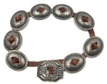 Sterling Silver & Leather Harry Morgan Concho Belt