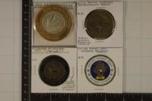 4 MILITARY 1 1/2" TO 1 3/4" CHALLENGE COINS: