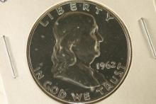 1962 SILVER FRANKLIN HALF DOLLAR, PROOF WITH SPOTS