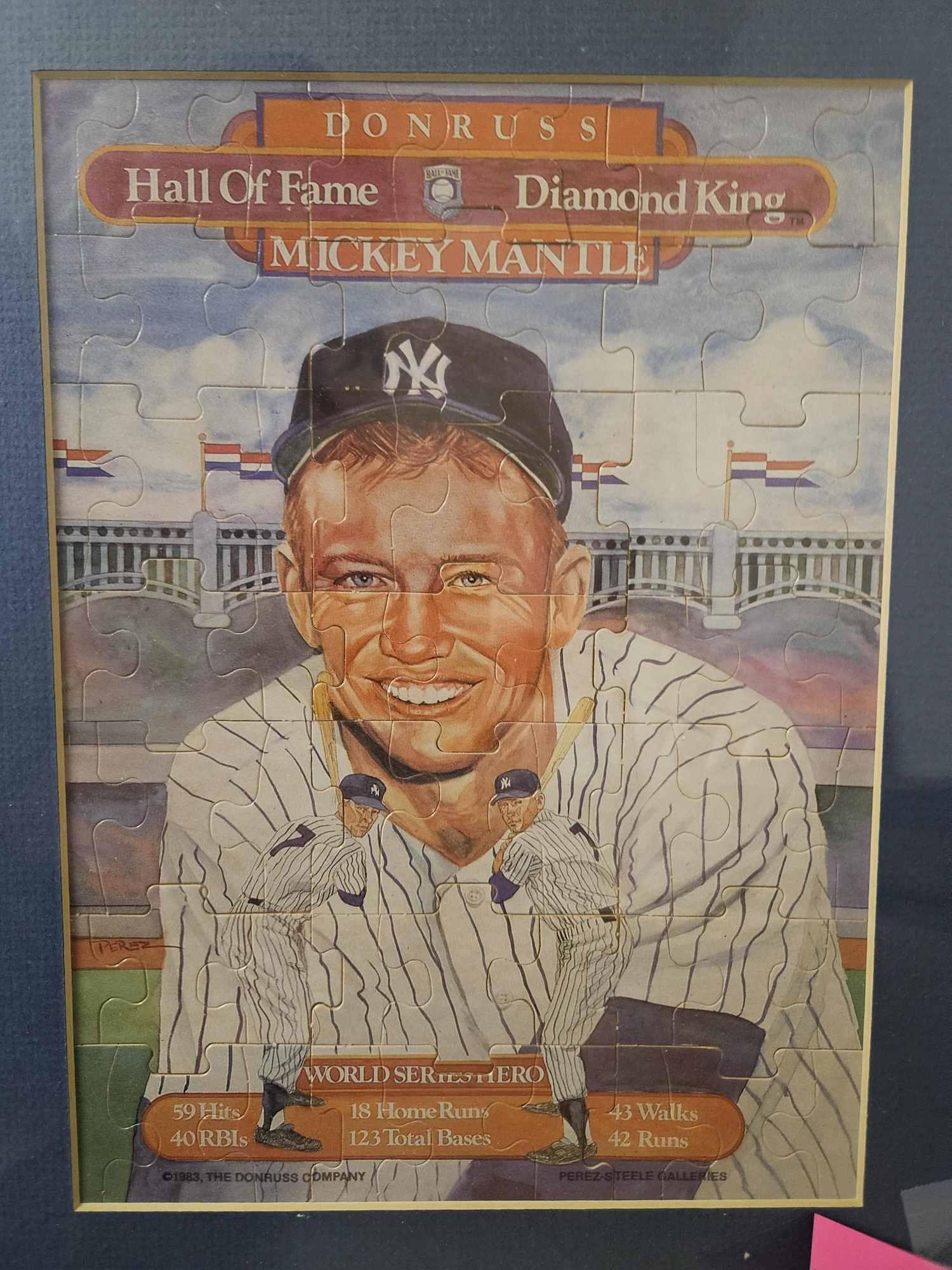 DONRUSS MICKEY MANTLE  PUZZLE FRAMED