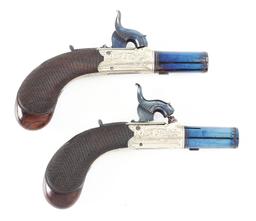 (A) FINE CASED PAIR OF ENGLISH BOXLOCK PERCUSSION PISTOLS BY J. WILLIAMS.