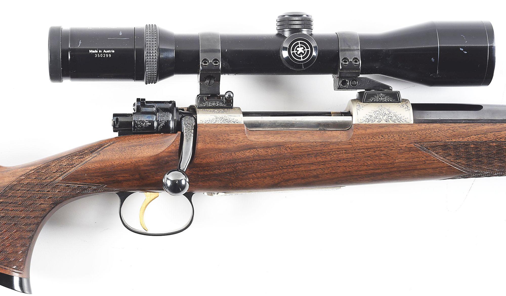 (M) A CUSTOM GERMAN M98 BOLT ACTION RIFLE IN .358 NORMA MAGNUM.