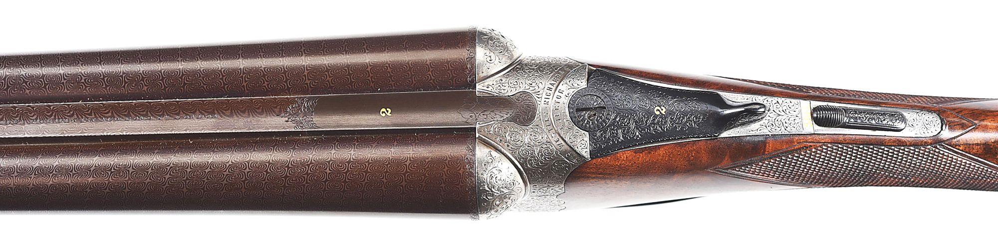 (C) WESTLY RICHARDS DROPLOCK 12 BORE SIDE BY SIDE SHOTGUN WITH CASE.