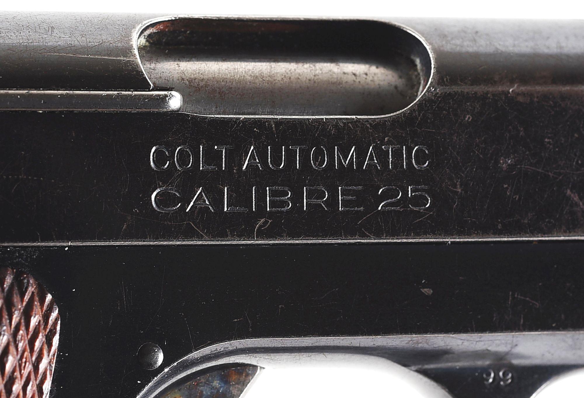 (C) COLT MODEL 1908 VEST POCKET SEMI AUTOMATIC PISTOL.