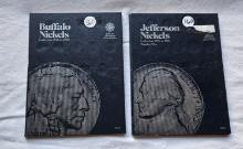 2 - Whitman Folders - 1 Buffalo Nickel & 1 Jefferson Nickel - with Coins