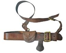 British Military WWI era Officers Leather Sword Belt & Pouch (HRT)