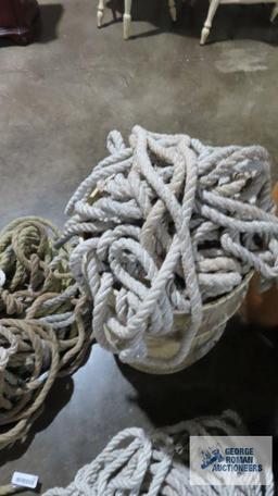 Lot of assorted rope in barrel