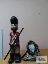 Decorative figurines, including soldier and Santa