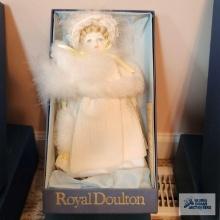 Royal Doulton doll in white dress with fur cape
