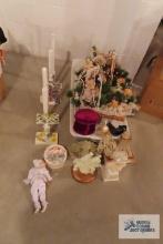 Decorative arrangements and accent pieces and figurines and dolls, and painted candlesticks