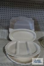 Lot of serving platters and divided platter