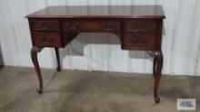 Antique carved mahogany writing desk. 30 in. tall by 45 in. long by 20 in. deep