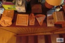 lot of clay cookie presses and etc