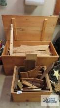 Wooden bins with lumber cutoffs and etc