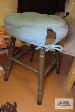 wooden stool with chair pad