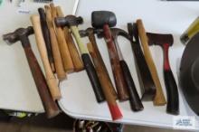 hammers, mallet, crowbar and extra handles