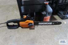 Worx 14-inch electric chainsaw with bar and chain oil