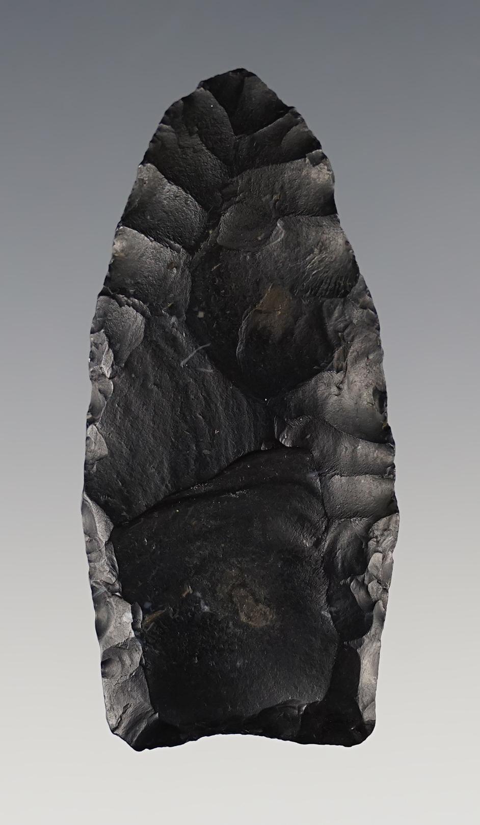2 3/8" Paleo Clovis made from Zaleski Flint. Found in Licking Co., Ohio. Bennett COA.