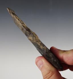 4 1/2" Archaic Knife made from Coshocton Flint. Found in Licking Co., Ohio.