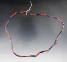 17" Strand of Red and Blue Tubular Straw Beads - Dann Site in Lima, Monroe Co., New York.