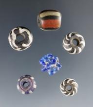 Set of 8 rare beads. Recovered at the White Springs Site in Geneva, New York.