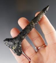 3 3/4" classic Archaic "T" Drill made from black Coshocton Flint. Coshocton Co., Ohio. COA.