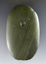 3 1/4" highly polished Hopewell Pendant made from Banded Slate. Indiana. Ex. David Root.