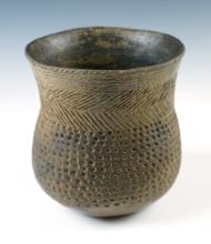 Excellent design on this 5" Caddo Sinner Linear Punctate Jar with flared rim. Arkansas. Pictured.