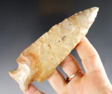 Rare size 4 7/8" Archaic Fishspear made from Flint Ridge Flint. Found in Licking Co., Ohio.