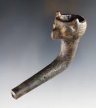 3 1/4" long Owl effigy Iroquois Clay pipe with restoration to stem and part of effigy face.