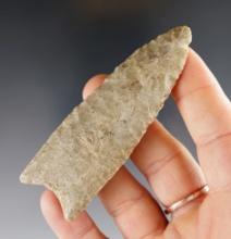 Classic Fluted Paleo Clovis that measures 3 1/4". Excellent grinding. Branch Co., Michigan.