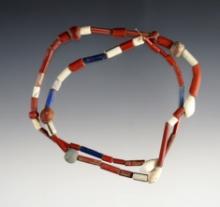 18" Strand of red, blue and white Tubular, Shell and Redwoods.  Power House Site in Lima, NY