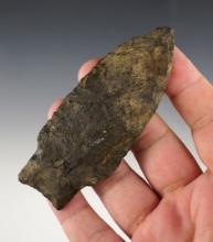 4" Paleo Stemmed Lanceolate - Coshocton Flint. Found near Sunfish Creek, Monroe Co., Ohio.