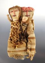 6" tall Ancient Woven Textile Dolls. From South America.