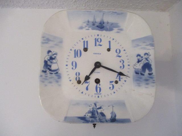 Two Blue and White Kienzle German 8 Day Kitchen Clocks