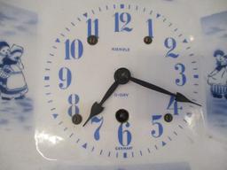 Two Blue and White Kienzle German 8 Day Kitchen Clocks